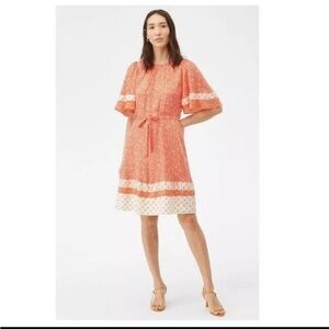 Rebecca Taylor Women's Block Print Jacquard Silk Mini Dress Red White size 6